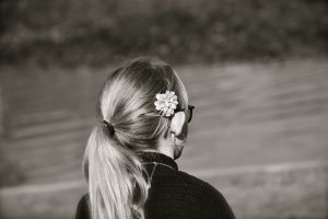 Black and white picture of a girl